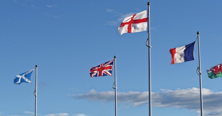 UK flags and French flag