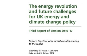 Cover House of Commons report on energy revolution