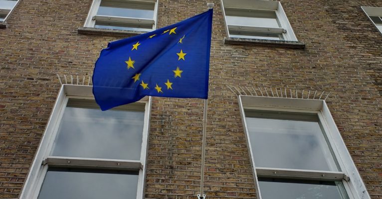 European flag flying in front of an embassy in Dublin (c) Viviane Gravey