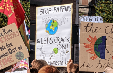 placards at Belfast 2019 Climate Strike